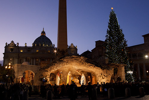 De kerststal op Vaticaan-plein